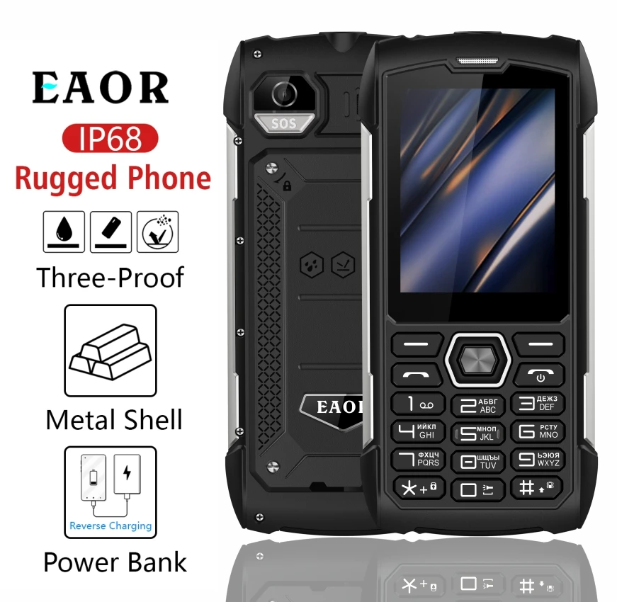 EAOR 2G Rugged baterka 4000 mAh Veľká batéria Power Bank IP68 nepremokavá 2,8 IPS veľká obrazovka 0,3 m CAM MTK funkcia mobilný telefón
