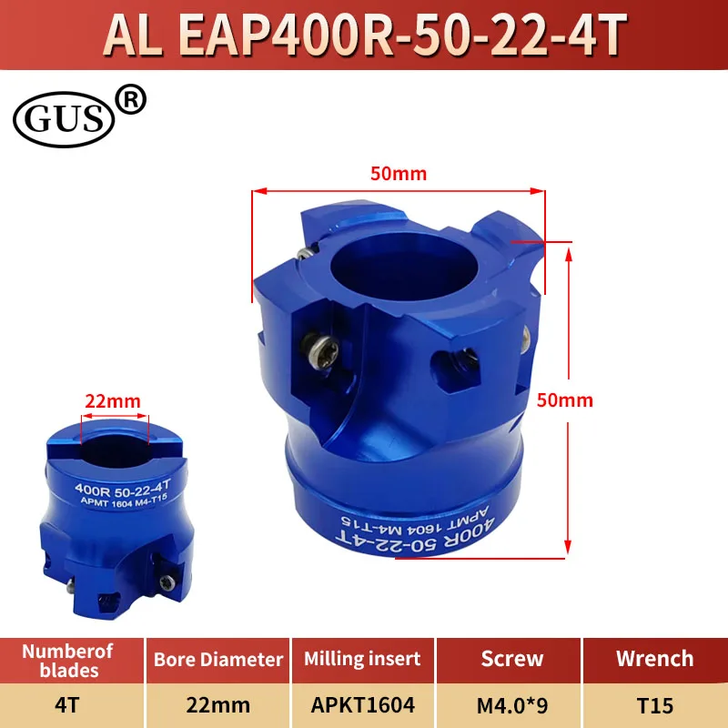 EAP 400R BAP400R 40 50 63 80 100 125 160 90 ° Hliníková zliatina mletia hlavy pre vloženie APKT1604 CNC FMB