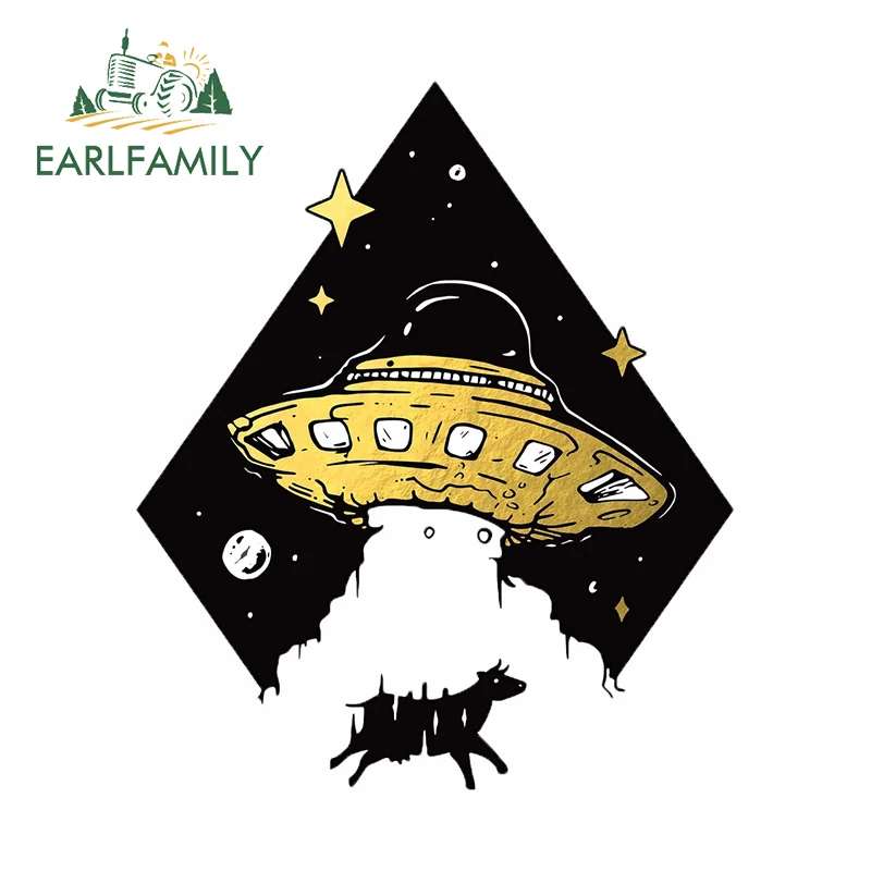 Earlfamily 13cm x 10,9 cm pre únos UFO Alien cudzie nálepky automobilov nepremokavé osobné nálepky