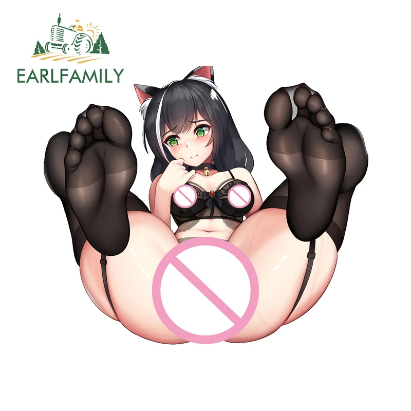 Earlfamily 13cm x 11.2cm zvierací éry dievčenské zadky automobilové nálepky waifu ahegao čierna hodvábna noha hore hentai obtisky NSFW nepremokavá grafika