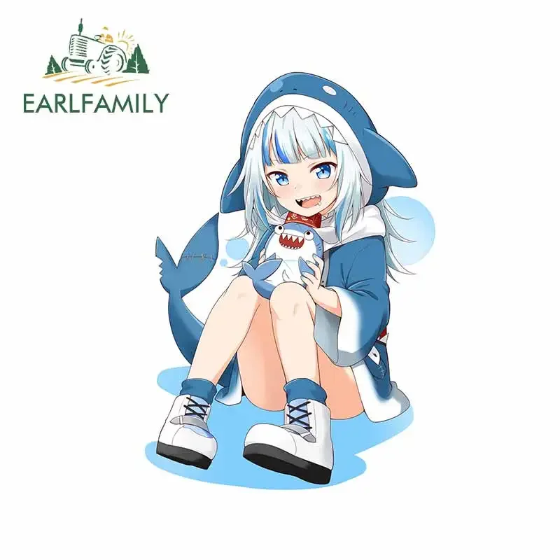 Earlfamily 13cm x 9,1 cm pre Gawr Gura Hololive Van Decal Cartoon Surf Connect Stiapky auto Chladnička Kufra kmeňa