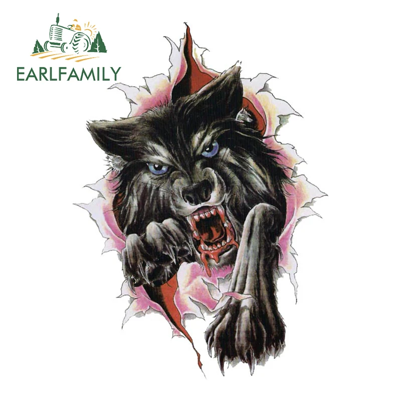 Earlfamily 13cm x 9.3 cm Nahnevaný vlk zničený nálepka karikatúra vinobranie autá nálepka DIY okno pre laptop