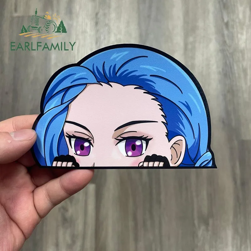 Earlfamily 13cm x 9cm Arcane Jinx Peeker Sticker Chibi Big Head Kawaii Dievča