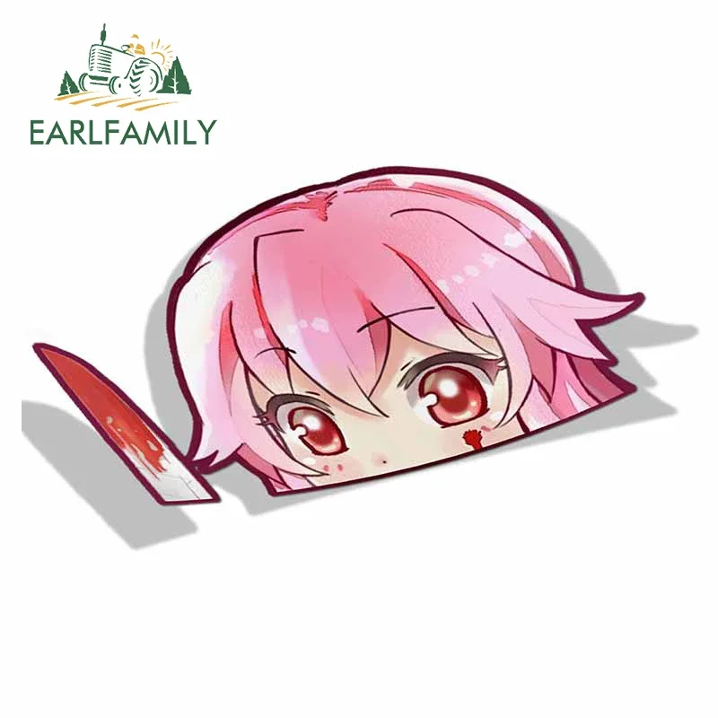Earlfamily Yuno Gasai Peeker Sticker Anime Anime Vinyl Vinyl Zadné čelné sklo kmeň kmeň kmeňové nálepky