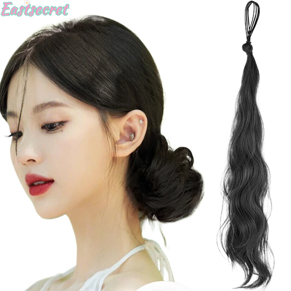 Eastsecret Bun Hair predlžovanie chaotické kučeravé elastické vlasové prsteň parochňu Dámska syntetická buchta šišky guľôčkovej hlavy High Bun Hair Ring Parochňa