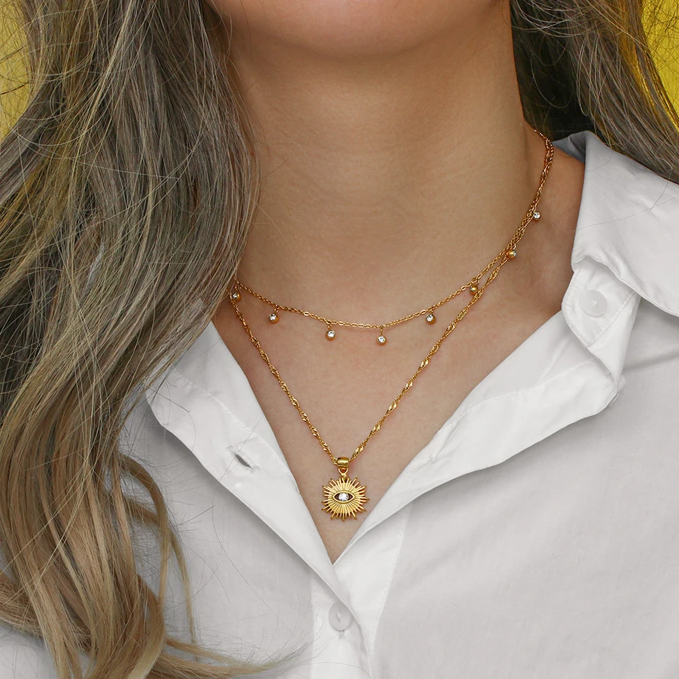 Ebbelle Delicate 18k Goldless Cadless Ocel Small Drop Kvom náhrdelník číry farebný AAA CZ Náhrdelník
