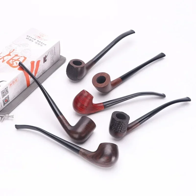 Ebenové drevené potrubia na fajčenie ohýbané potrubie Pipe Pipe Rippes Dym Dym Dymový tabakový cigareta akrylové držiak oleja potrubia oleja