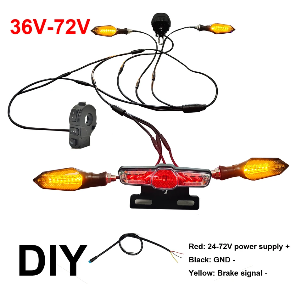 Ebike 05x Svetelná súprava 36V 48V 52V 60V 72V Svetlomety Rohové brzdové brzdové svetlá pre Julet 811 911 813 913 DIY BBS 01 02 HD