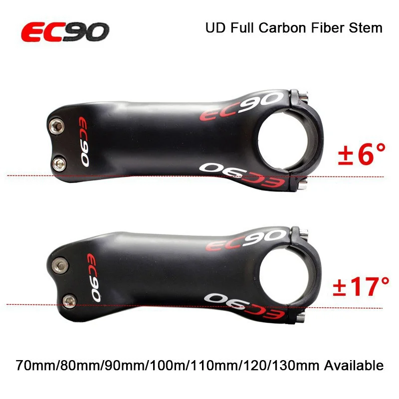 EC90 Full Carbon Fibre Bicycle STEM, Mountain Road Bike, UD Matte, MTB, cyklistické diely, 6, 17 stupňov, 70-130 mm