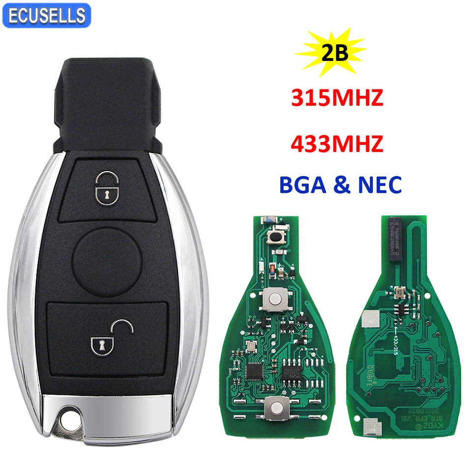 Ecusells 2B Diaľkový automobil Key 315MHz 433MHz BGA NEC čip pre Abcesgr Cl Clk Slk ML Class Sprinter Viano 2000+