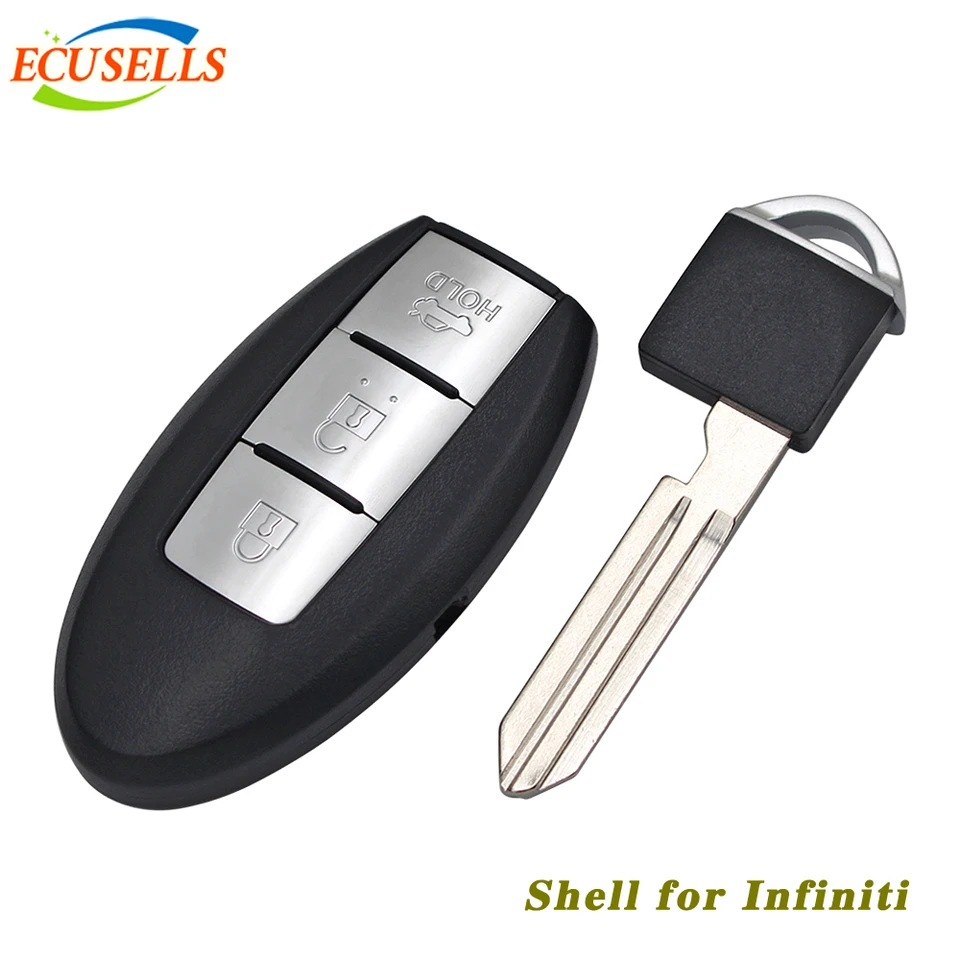 Ecusells 3 Button Smart Keyless Remote Key Shell puzdro pre infiniti nezostrihané čepeľ NSN14
