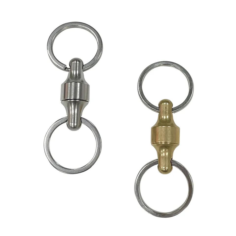 EDC Double Ring Keychain Rýchle uvoľnenie Pull-Apart Drachovateľná z nehrdzavejúcej ocele Mosadzná multifunkčná vonkajšia náradie Key