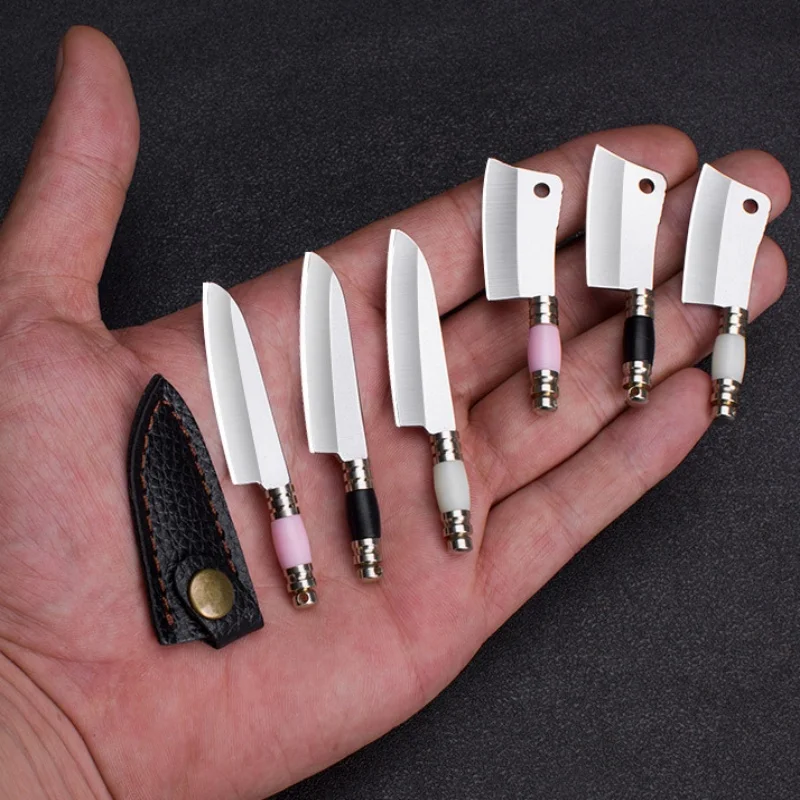 EDC mini nôž ostrý malý kuchynský nôž kempingu miniatúrny prívesok na kľúče prívesok