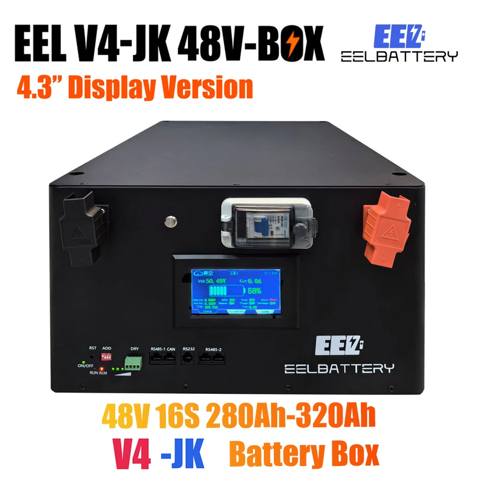 EEL 48V 16S DIY batériová súprava pre bunky 280 AH 320AH Server Rack s JK BMS 2A Active Balancer Energy Storage Stohovateľné puzdro