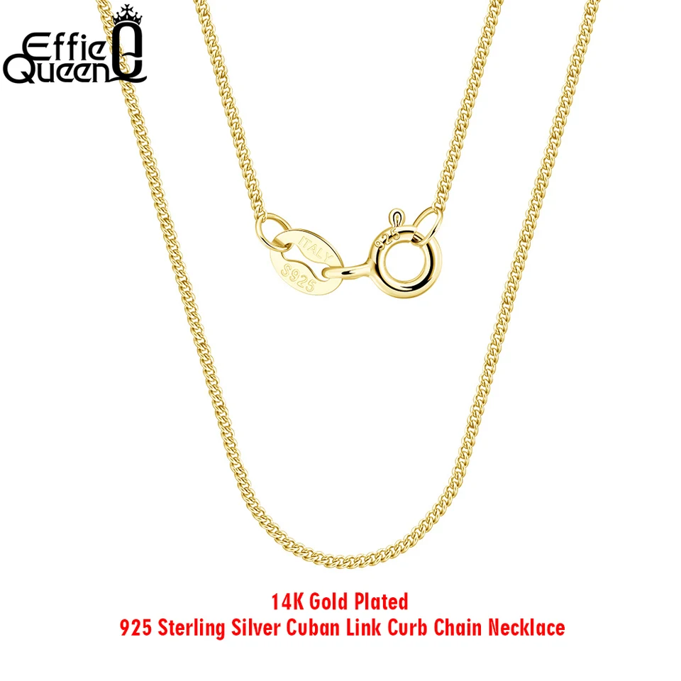 Effie Queen 1,0 mm Simple Bočná retiazka náhrdelník 925 Sterling Silve for Women & Men Unisex Chain Náhrdelník Elegantné šperky SC18