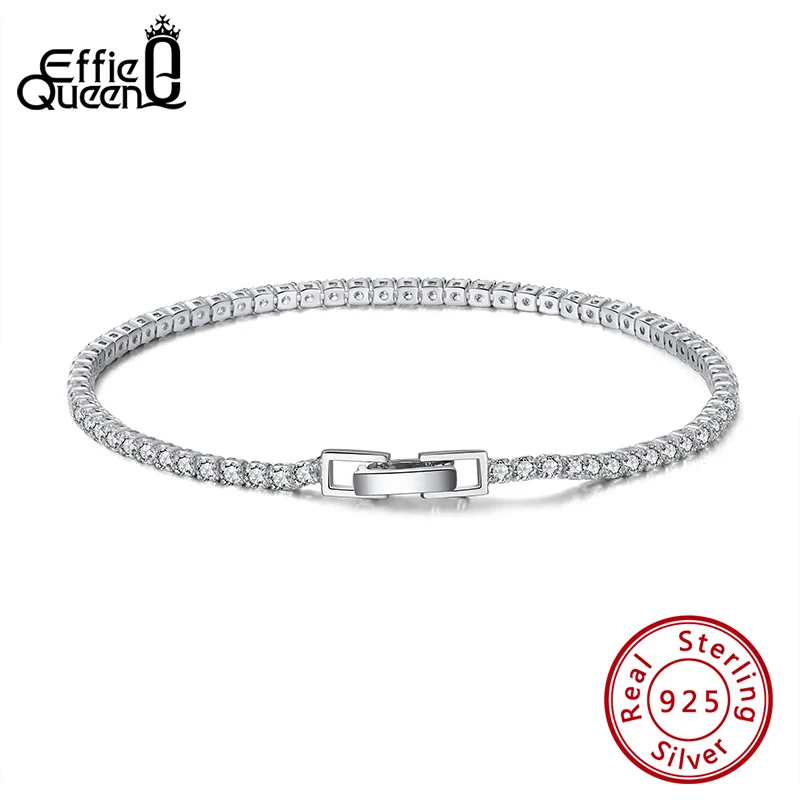 Effie Queen Mens Tennis Náramok S925 Strieborný materiál Iced Out 1 Row Cz Chain Hip Hop Style 2mm 3 mm 4 mm kúzla šperky BB91