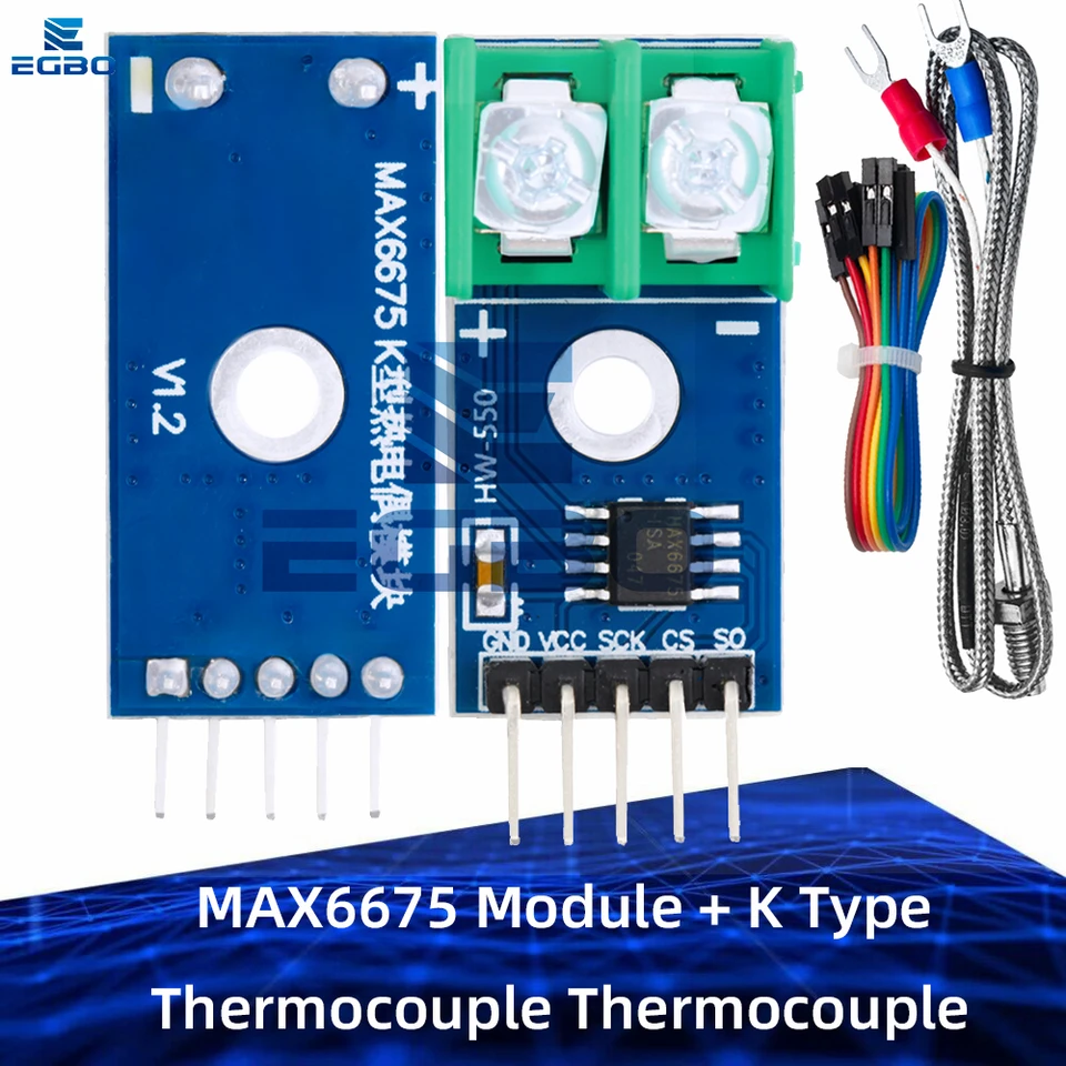 EGBO MAX6675 MODUL + K TYPE TERMOCUPLE TERMOCUPLE Senso Teplotné stupne Modul pre Arduino