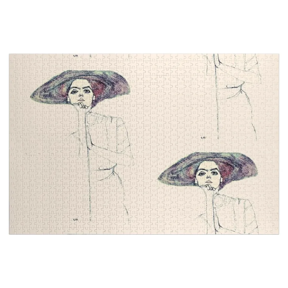 Egon Schiele Portrét ženy retro portrét dievčaťa Jigsaw Puzzle detská hračka vlastná skladačka drevené meno Detské puzzle