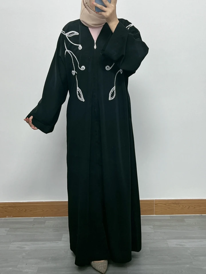 Eid moslim Abayas pre ženy obliekajú zips po korálkovej párty Abaya Maroko kaftan ramadán šnurovanie islamu arabské dlhé rúcho 2024 jar