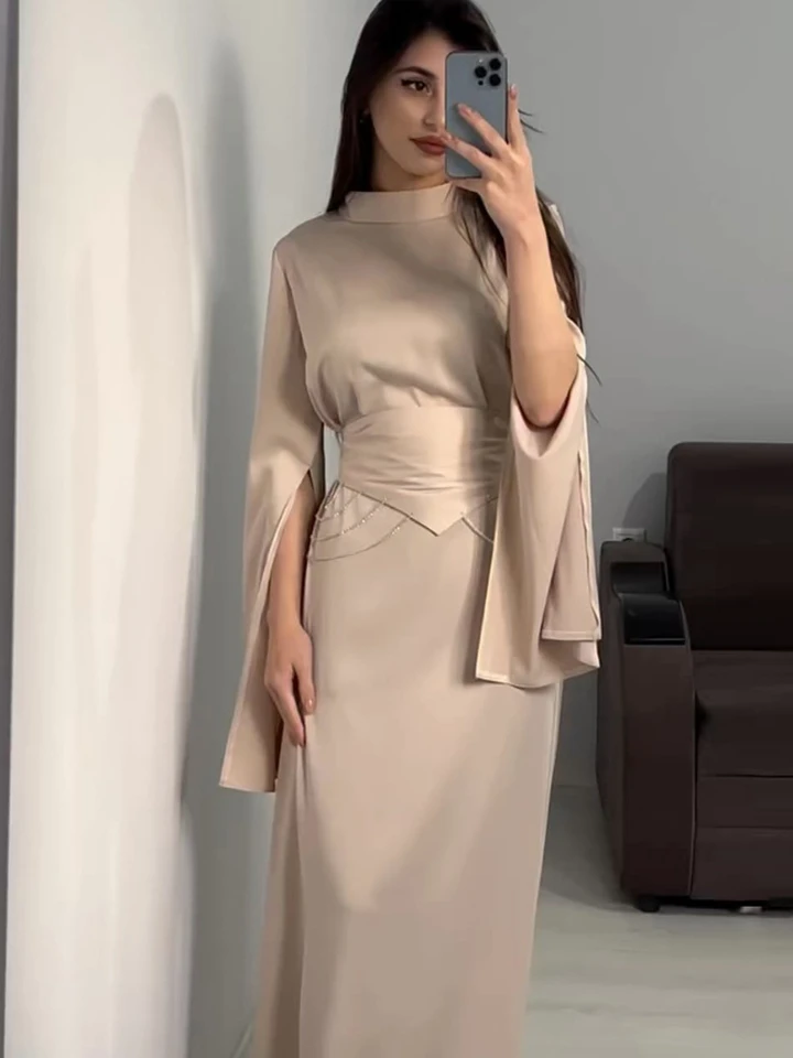 Eid moslimské párty šaty saténové abaya pre ženy Slim Fit Split Ruckve Jalabiya Ramadan dlhé šaty Žena Rupe Vestidos Largos 2024