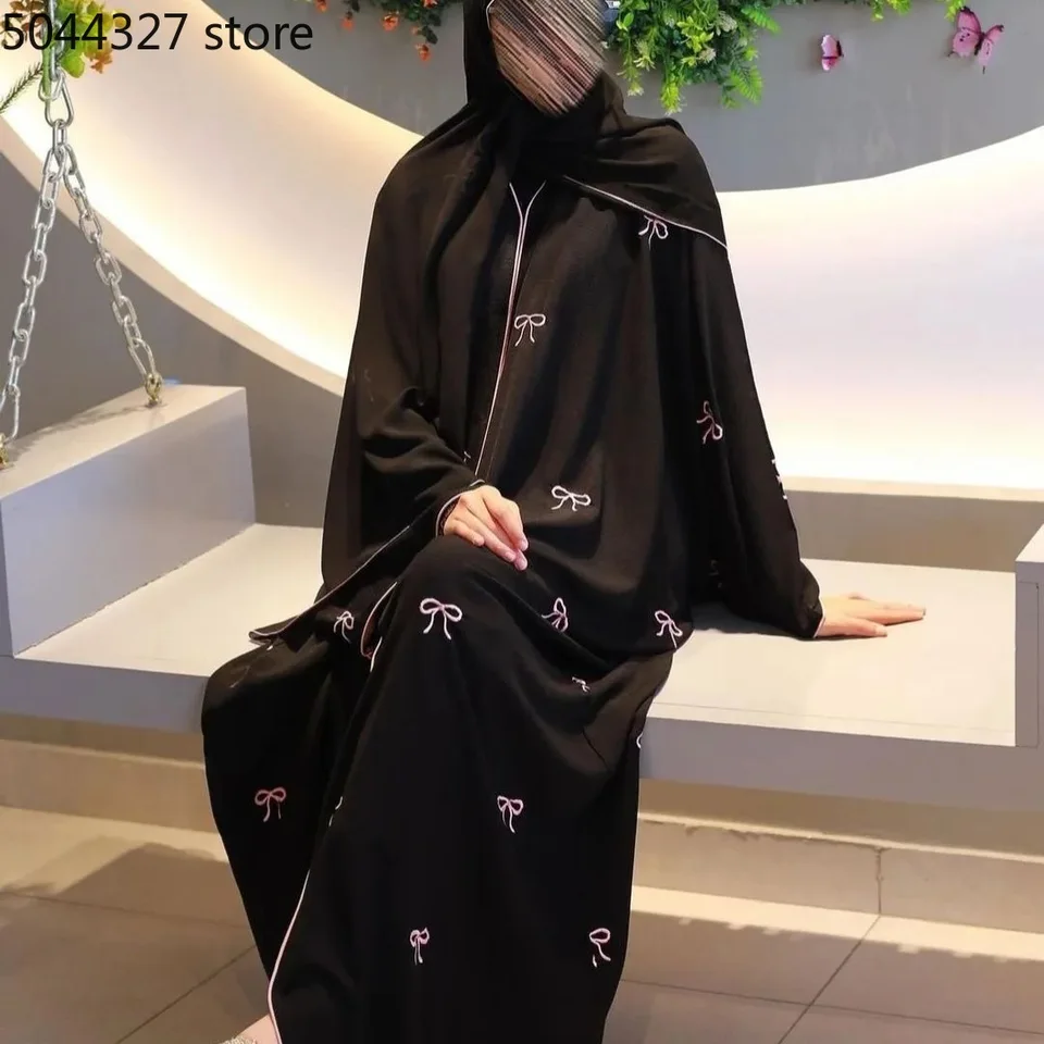 Eid moslimské ženské večierky šaty šaty jalabiya výšivka Ramadan Marocco Vestidos Dubai Open Abayas Kaftan Islam Cardigan Robe