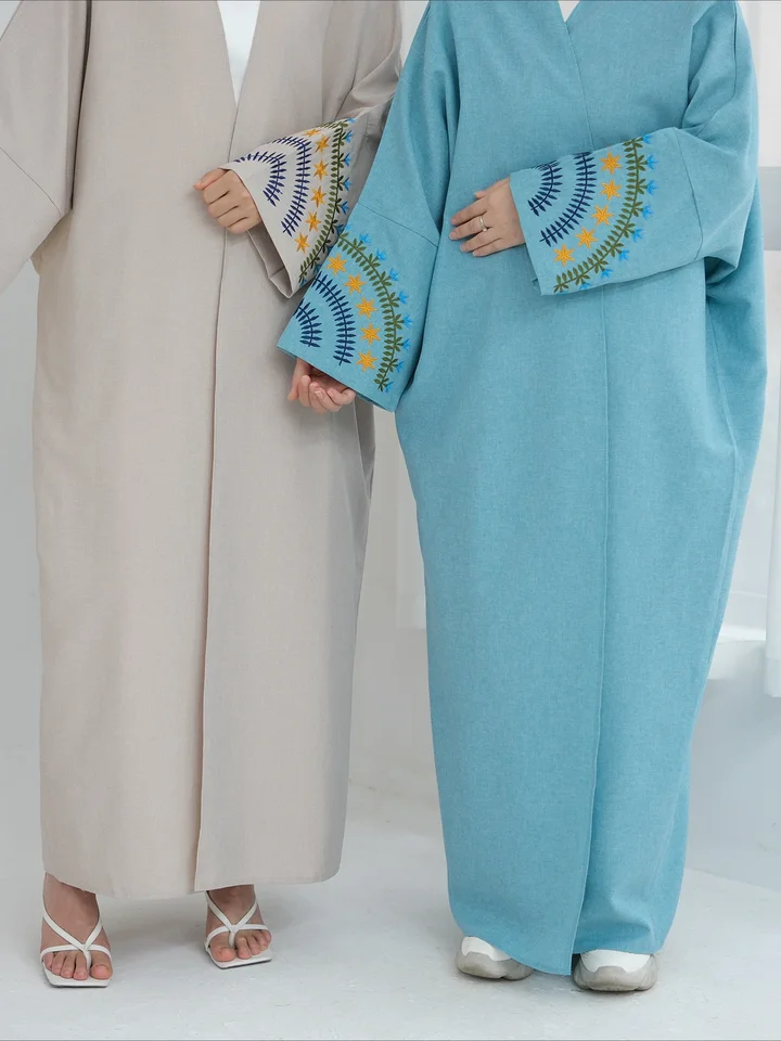 Eid moslimské ženy výšivky abaya šaty dlhé rúcho jalabiya ramadan islam Vestidos arabský marocký dubaj dubaj Abayas kaftan Cardigan