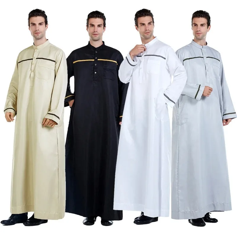 Eid moslimskí muži jubba thobe abaya dlhé šaty islamské 2025 Ramadan dlhý rúž Saudi Musulman Wear Caftan Dubai Arab Mens šaty