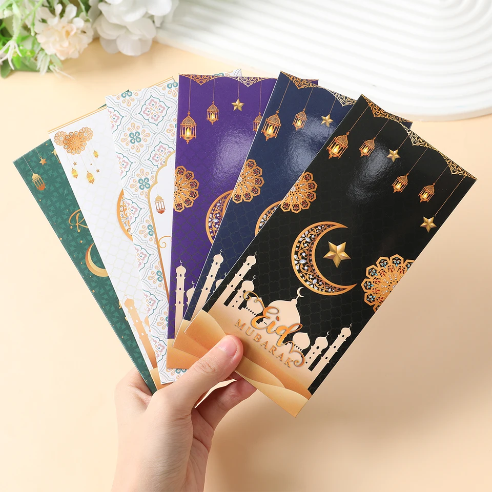 Eid Mubarak Envelope Ramadan Decor 2025 pre domácnosť Držiteľ darčekových kariet Ramadan Kareem Islamská moslimská strana Eid Al Adha Darček