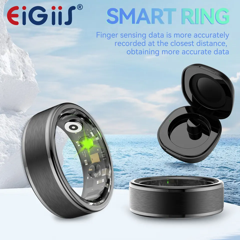 Eigiis 2024NEW SMART RING Men Men Men Men Men monitor srdcového rytmu Monitor Bluetooth kompatibilný5.0 Nepremokavý pre režim s multi-športovým režimom Android iOS