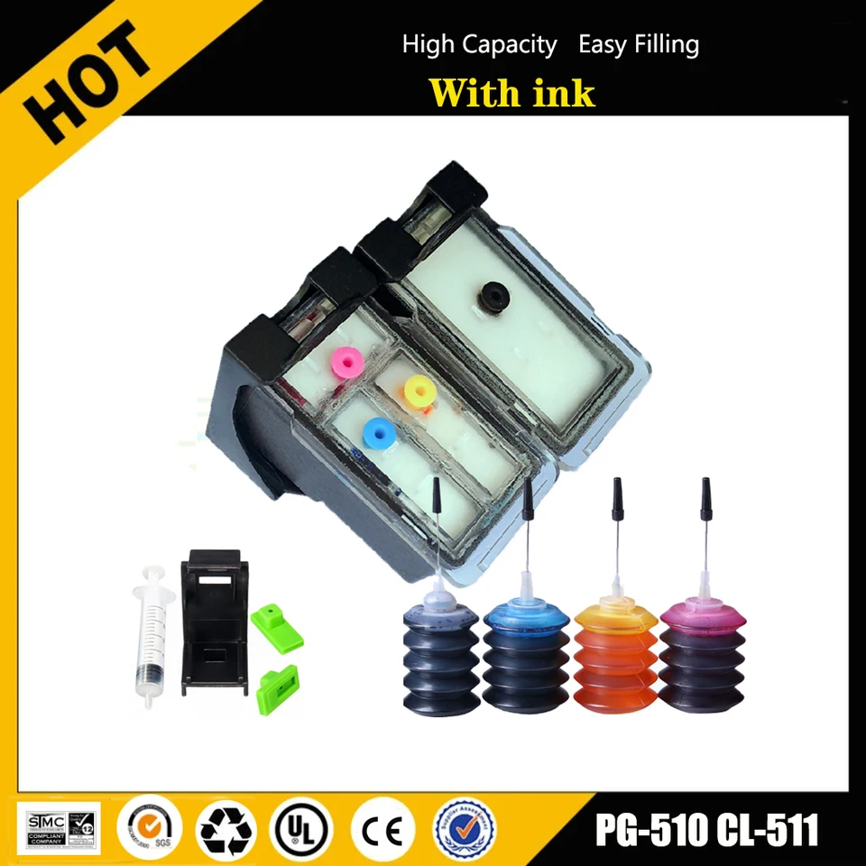 Einkshop PG510 CL511 Repiilble Ink Cabtridge pre Canon PG 510 511 PG-510 PIXMA MP280 MP480 MP490 MP240 MP250 MP260 MP2700