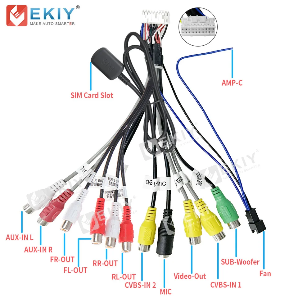 Ekiy RCA výstupný kábel drôtu s mikrofónovým výstupom/vstupom zvukového subwooferového mikrofónu voliteľný