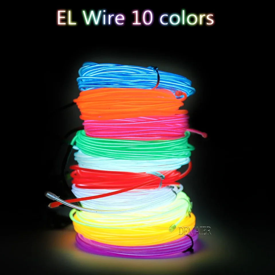 El Led Neon Licht Glow Weihnachten Dance Party Decor Shat DIY Kostüme Kleidung Flexibilný neón El Wire Draht Seil Rohr 3M 510M