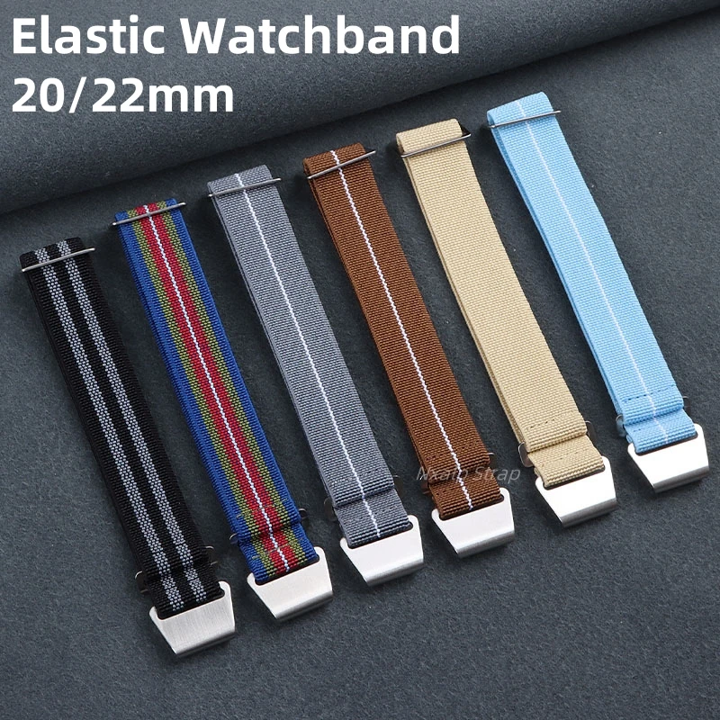 Elastic nylon Watch Band 60. roky francúzske jednotky padák vreckový remienok 20 mm 22 mm Šport Universal Smart Watch Fabrictband náramok