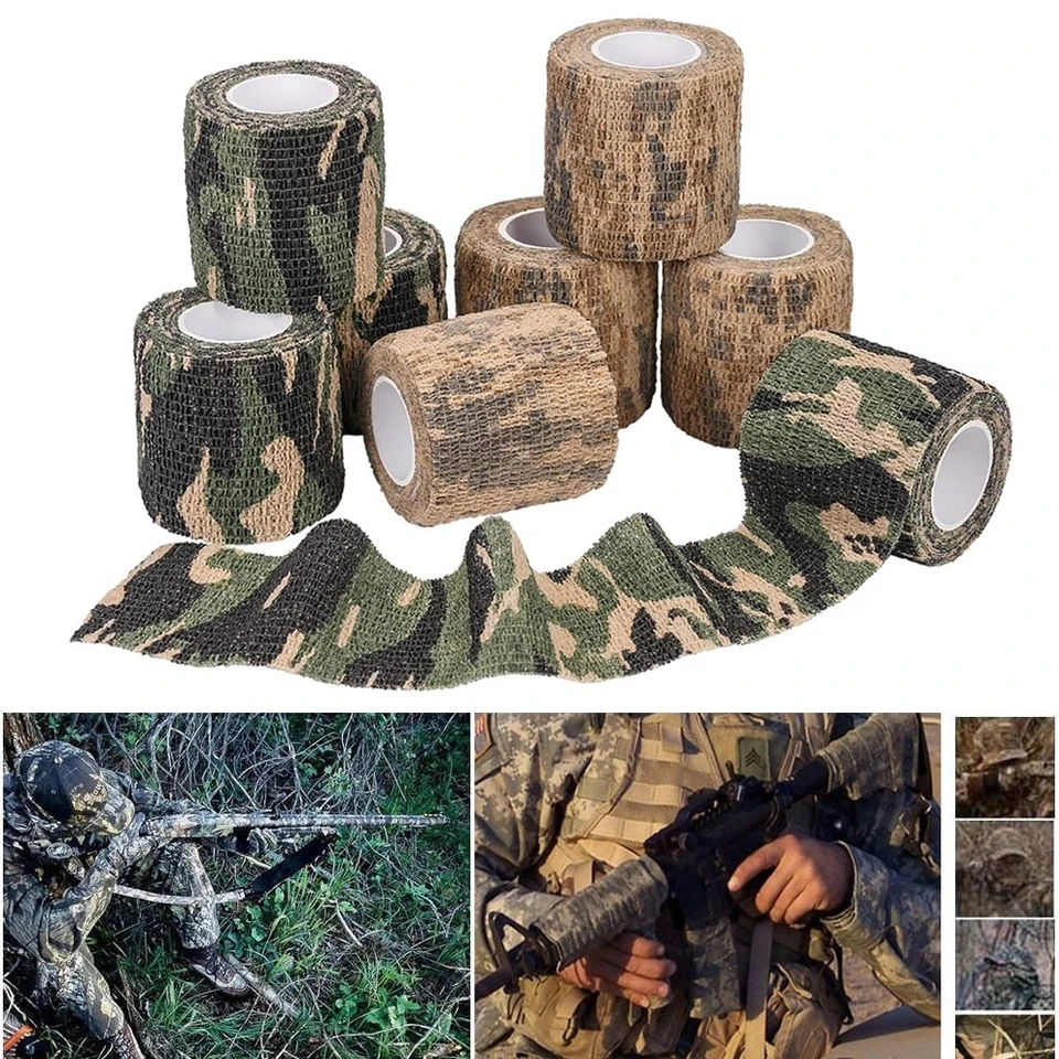 Elastická obalová páska Army Adhesve Outdoor Hunting Camouflage Stealth Tape Tape Waterprope Wrap Trvalá samovelí elastický obväz