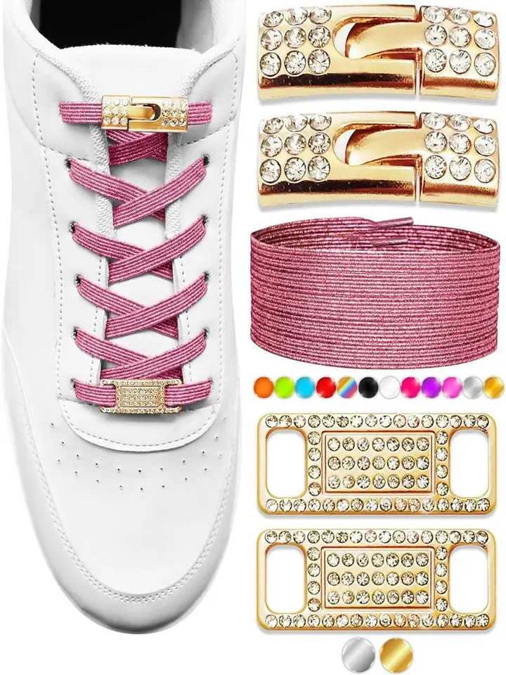Elastické šnúrky bez kravaty Bling Diamond Cross Locks Shoelace Charms for Women Luxusné inteligentné sponky AF1 kovové šnúrky