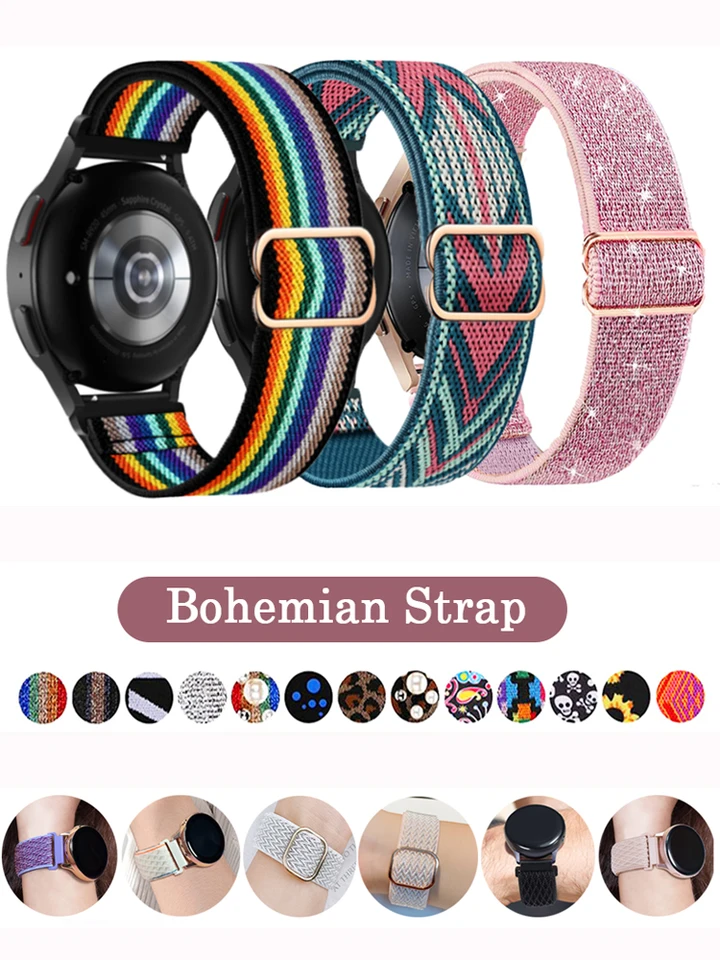 Elastický lesklý popruh pre Samsung Galaxy Watch 7/Fe/6/5/Pro/3/4/Classic/Active 2 20 mm/22 mm Český náramok Huawei GT 3-2-E pásmo