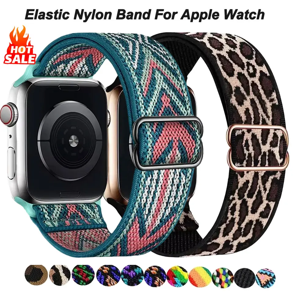 Elastický nylonový remienok pre Apple Watch Band 40 mm 44 mm 41 mm 45 mm 42 mm 46 mm 49 mm náramok Correa Iwatch Series 10 9 7 SE 6 5 Ultra 8