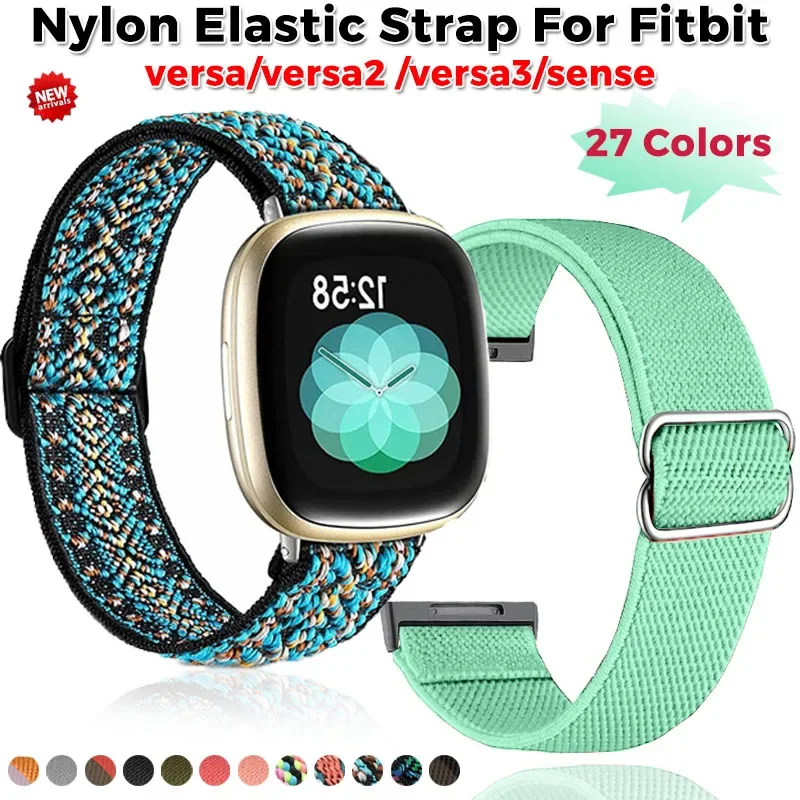 Elastický remienok na tkanú slučku pre Fitbit Versa 2 Nastaviteľný priedušný pás WatchBand Sport Bracelet Band pre Fitbit Versa 3/4/Sense Strap