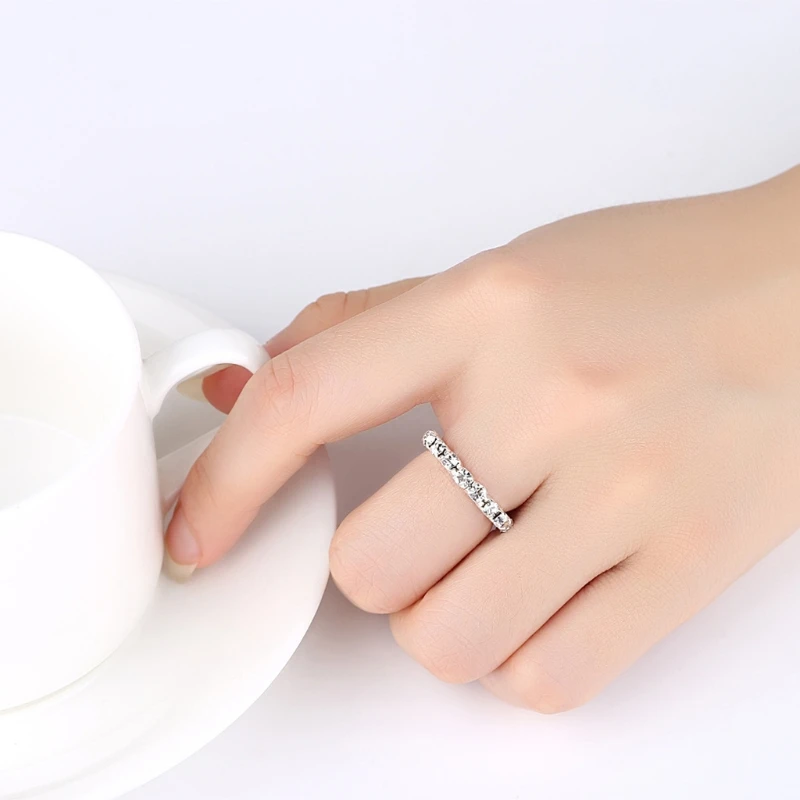 Elastický úsek prsteň jedinečný krištáľový vykladaný prstene Romantické svadobné sľuby Rings