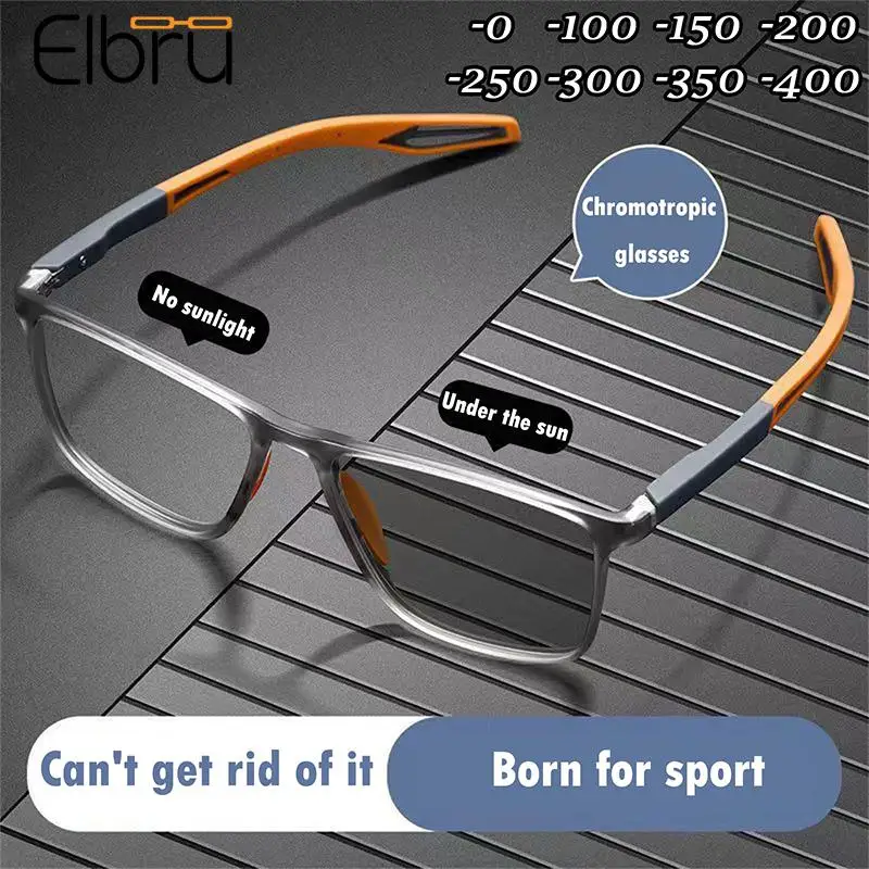 Elbru sfarbenie Myopia Gula Gula Women Men Ultralight Photochromic Kuto viditeľných okuliarov Unisex krátkozraké okuliare 0-1-2-4