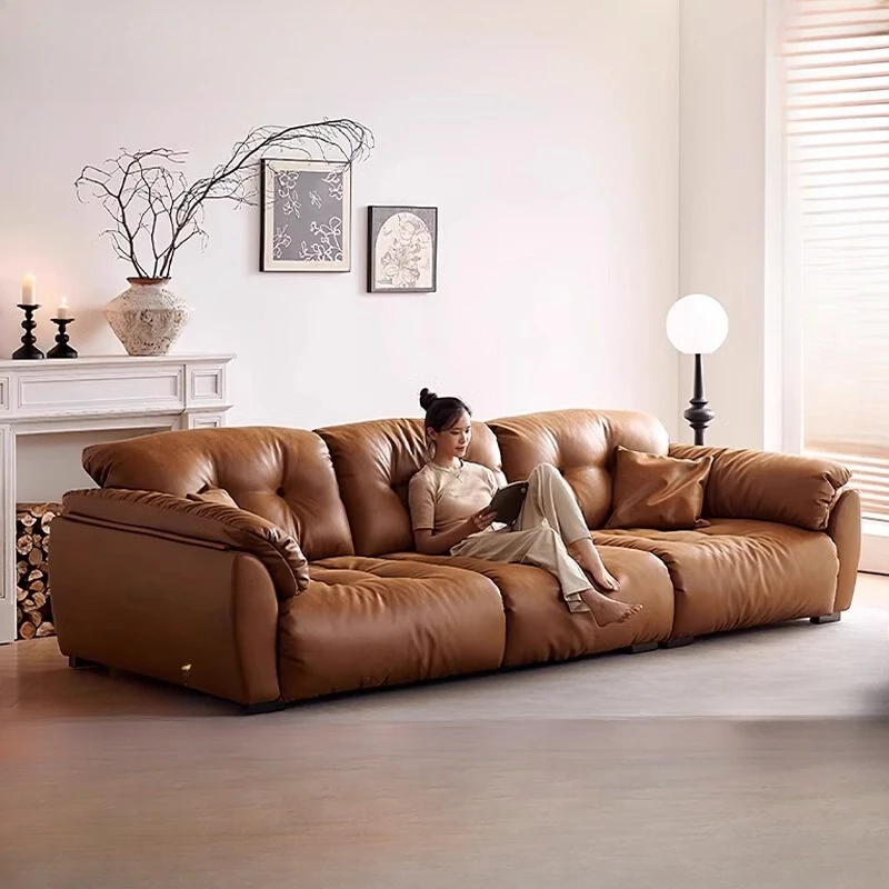 Elegantná obývacia izba pohovka Drevená moderná nordický štýl l Svary kožené pohovky Puffs Sectional Divani Da Soggiorno Domáci nábytok