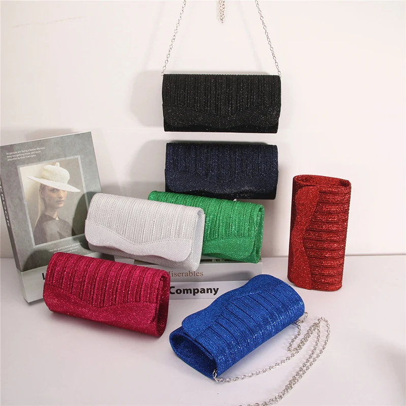 Elegantná večerná taška na spojku Ženy Crossbody Style s módnou reťazou lesklý obálka elegantné príslušenstvo rameno tote kabelka xa5zz