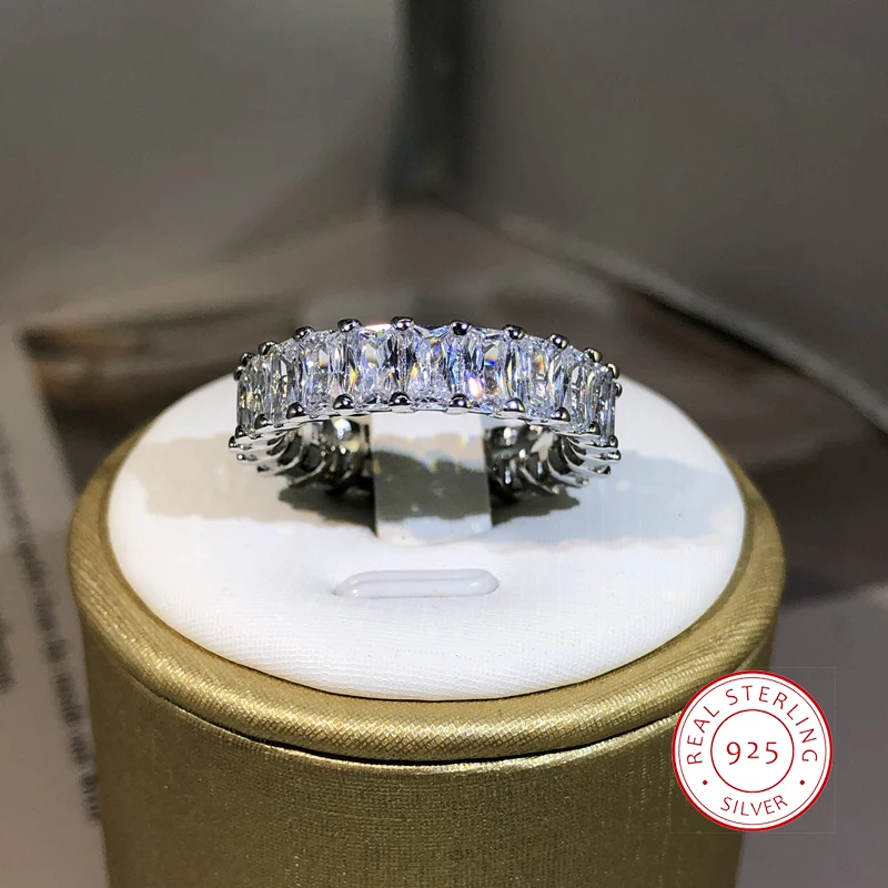 Elegantná žena 925 Sterling Silver Big Water Drop Zirkón Kamenný prsteň prstencov pre ženy sľubujte milostné darčeky na Valentína