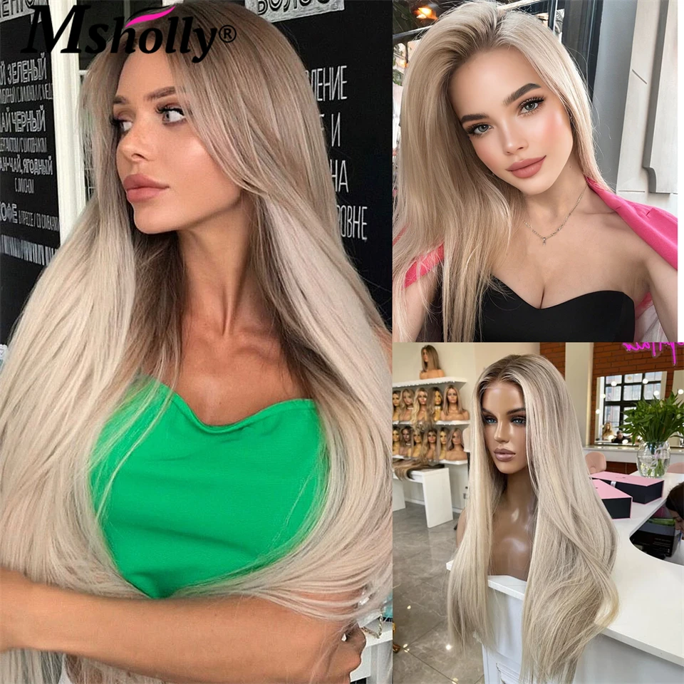Elegantné highlight Ash Blonde panenské ľudské vlasy parochň
