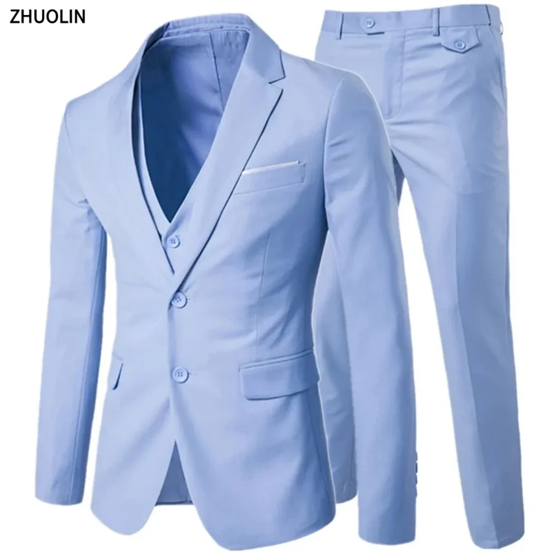 Elegantné muži obleky na svadbu 3 kusy 2 Set Jackets Vest Pants Blazers Luxury outfit Classic Classic Class