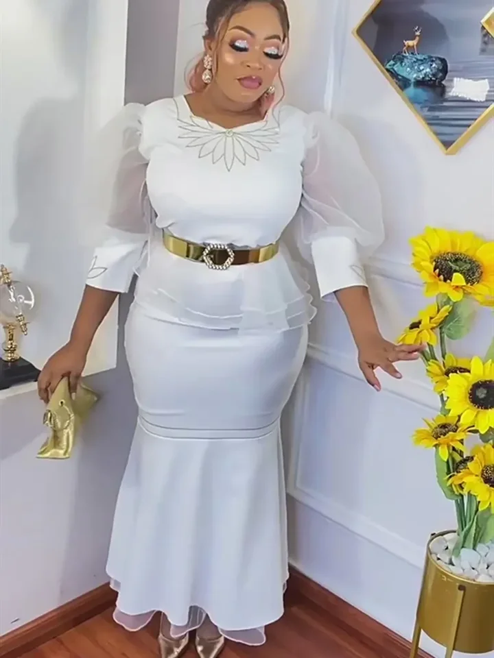 Elegantné oblečenie pre ženy 2 počítače súpravy a sukne obleky Dashiki Ankara Flowin outfit oblečené šaty plus veľkosti Lady Party Dresses