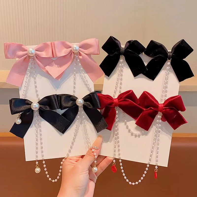 Elegantné vintage luk perlové panvové panovnice Sladké čelenky Vlasové sponky módne vlasové doplnky