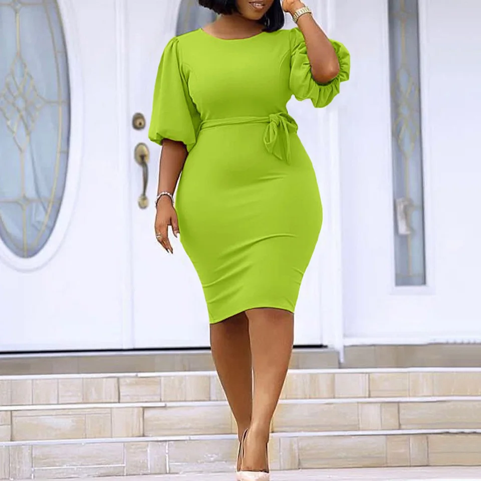Elegantné šaty Bodycon pre ženy o krk s krátkym rukávom Pieskové puzdro balenie boky stredné teľa Formálne obchodné práce oblečené šaty