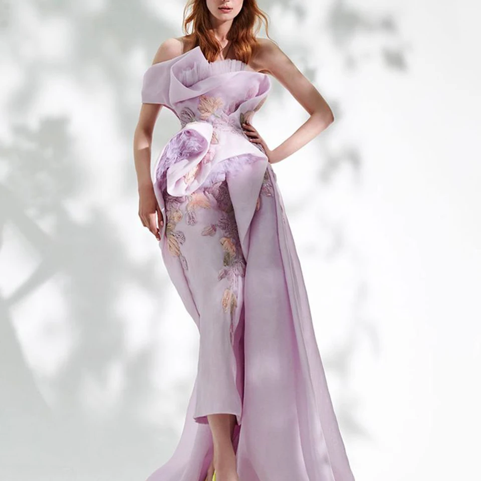 Elegantné ženy ples obliekajú podlahovú dĺžku asymetrické jedno rameno s krátkym rukávom bez ramienok bez ramienok Ženské večerné večierky