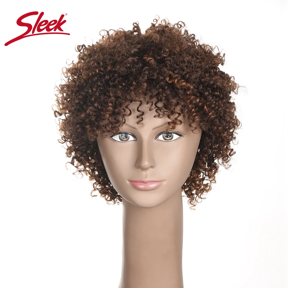 Elegantný brazílsky afro výstredný kučeravá tlčenie F4/30# a hnedé F1B/33 Prírodné ľudské vlasové parochne Krátky stroj vyrobený remy vlasový parochň